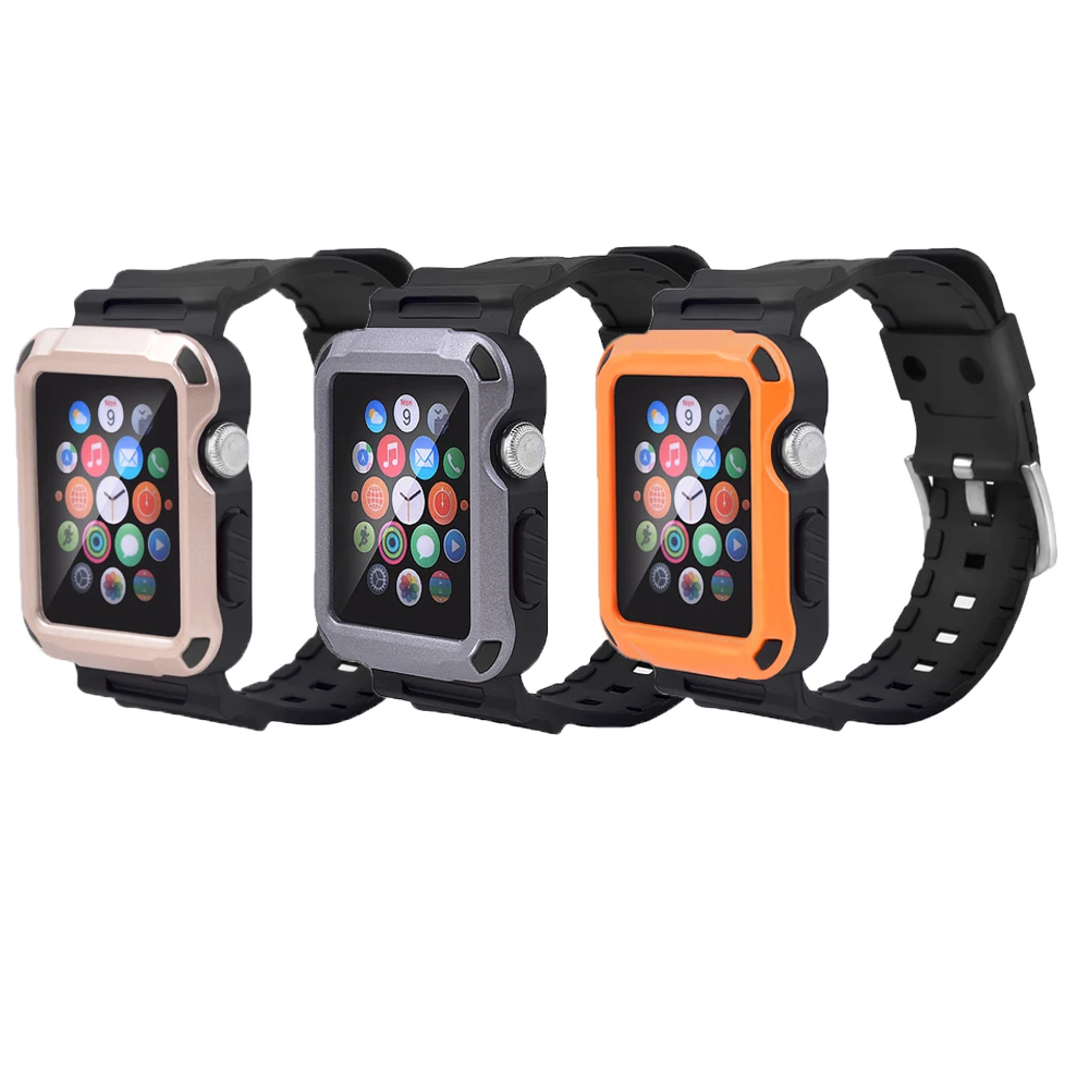 For Apple Watch Case 38mm /42mm Tough Full Case with Strap Bands & Built-in Screen Shield for Apple Watch Series 1