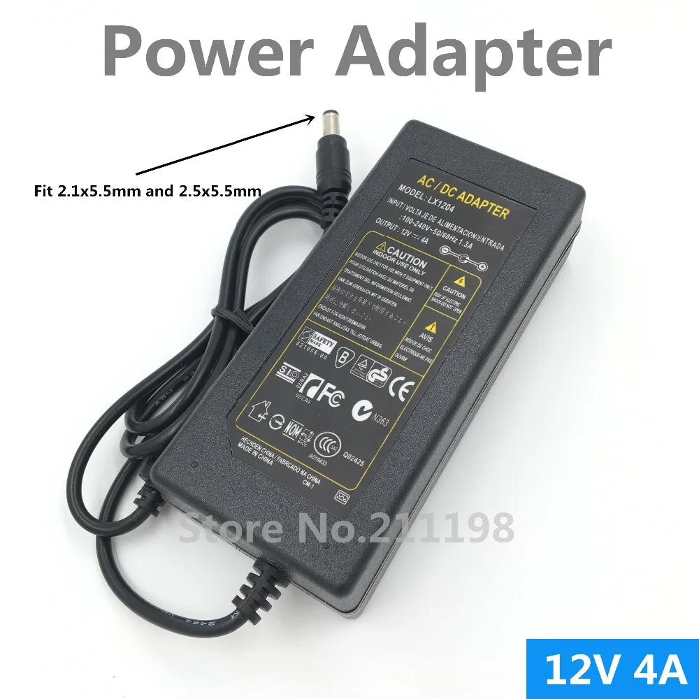 

LX1204 AC100-240V to DC12V 4A 48W Power Adapter Switching Power Supply Charger For LED Strips Light