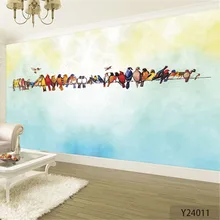 Пользовательские печати DIY ткани и текстильные обои для стен Настенная роспись бархат хлопок и лен для гостиной обои птицы