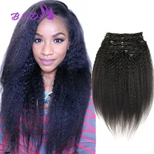 100% Human Hair Kinky Straight Clip In Hair Extensions Kinky Straight Clip Ins Clip In Remy Human Hair Extensions Full Head