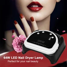 Abody 64 Вт светодиодный Сушилка для ногтей лампа отверждения машина с подъемной ручкой ЖК-экран лампа для ногтей мощный лак для ногтей гель сушилка салонный инструмент