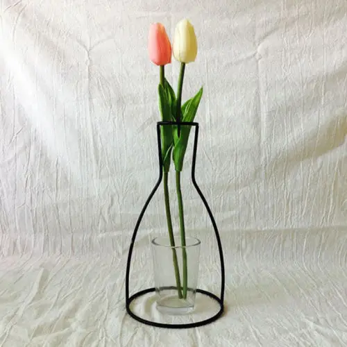 New Style Home Party Decoration Retro Iron Line Flowers Vase Metal Plant Holder Modern Solid Home Decor Nordic Styles Iron Vase - Цвет: A