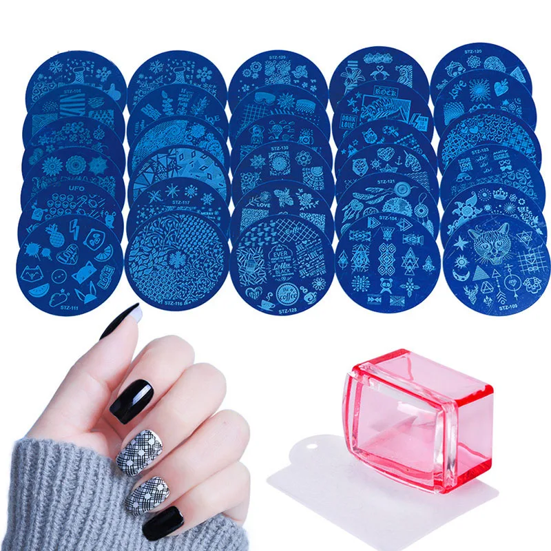 Nail Tools Blue Film Painted Printing Template High Quality Polish Round Plate | Красота и здоровье