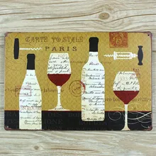 "CARTE POSTALE Париж" Винтаж металла художественное изображение на жести знак бар обои с изображением паба Декор Ретро картина плакат ремесло 20x30 см