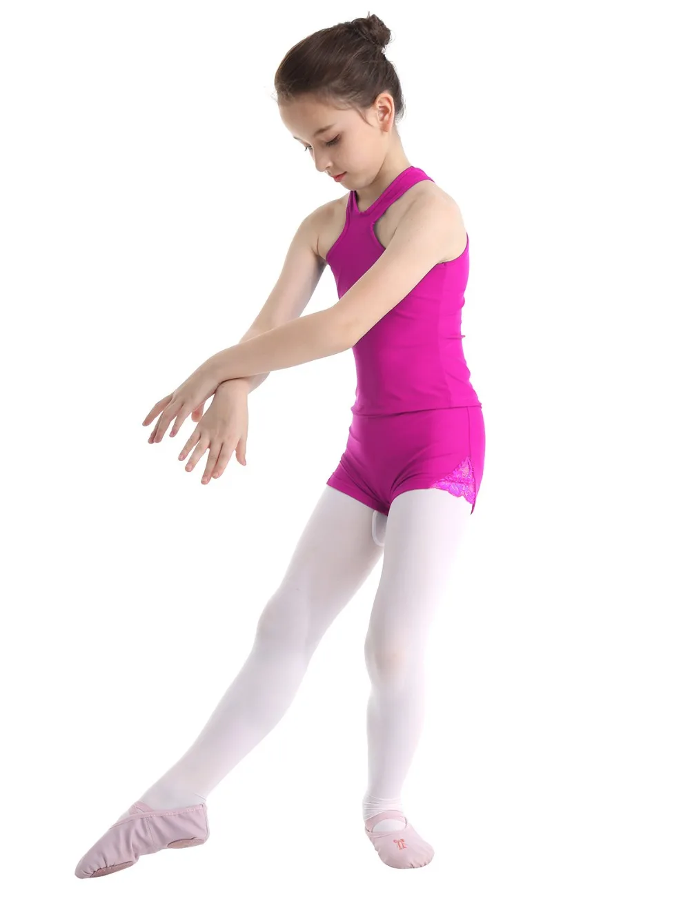 Feeshow/детский танцевальный костюм из 2 предметов топ на бретелях с брюками, комплект для балета, выступлений, гимнастики, тренировок, спортивного трико