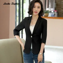 1pcs Women's Plus size Blazers coats 2019 Autumn cotton blend Single button Small Suits jackets ladies Skinny Blazers Suits