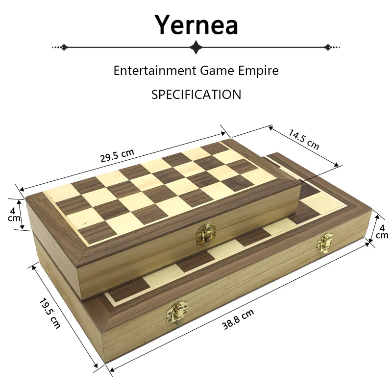 Chess Wooden Wooden Checker Board Solid Wood Pieces Folding Chess Board High-end Puzzle Chess Game Yernea