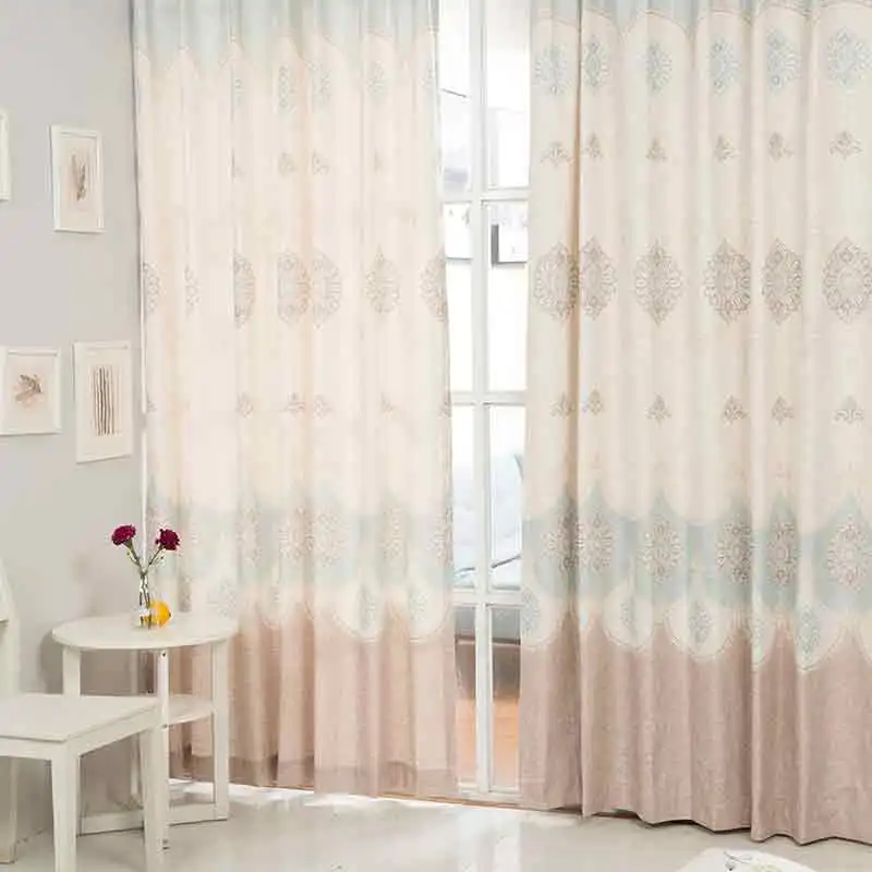 

1pc Curtains For Living Room European style Blue/Purple Curtain Fashion Concise 100% Polyester Fiber Half Shading Curtain