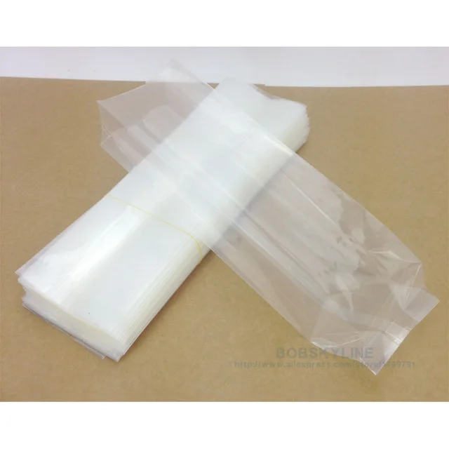 100pcs 330*80*55mm Transparent Side Gusset Plastic Bag Heat seal Clear Tea Packaging Bagin Gift