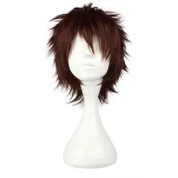 Mcoser 30 см короткие Синтетические прямые коричневый Косплэй парик 100% Высокая Температура Волокно волос wig-268a
