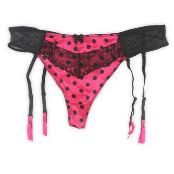 

Fashion Plus Size Rose Lace Gauze Dotted Decoration Removable Straps women/female Garter belt with G-String for stocking S404