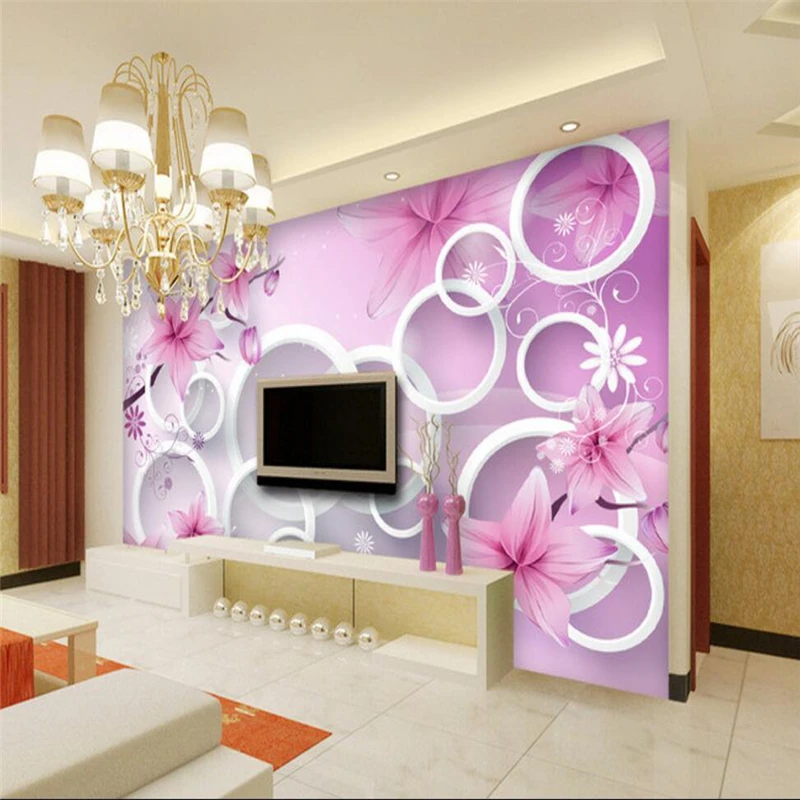 Beibehang мечта цветы 3D круг ТВ стены обои для рабочего стола гостиная диван спальня изготовление размеров под заказ