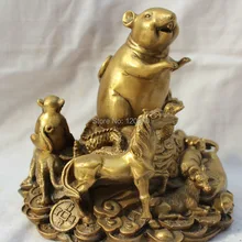 Китай Китайский Зодиак Латунь Год Мыши Лошадь Дракон Тигр Собака Свинья Статуя Обезьяны