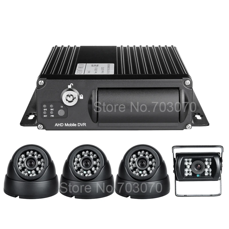 

4Pcs Night Vision Car Camera +3G Realtime GPS Tracker Vehicle Car Dvr Cycle Recording G-sensor I/O Alarm AHD Mobile Dvr Kits