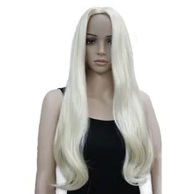 Сильная красота Синтетические длинные естественные волны монолитным светлые парики для женщин