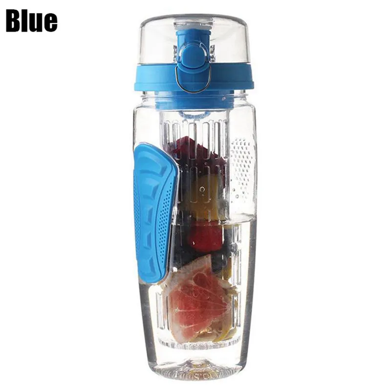 Фрукты Infuser бутылка для воды 1000 мл Открытый Туризм Альпинизм Спортивная бутылка для сока шейкер тур портативный водонагреватель для взрослых - Цвет: Blue