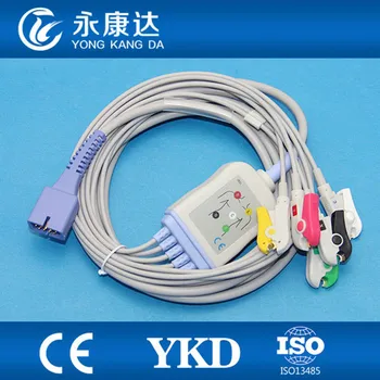 

2pcs/lot One-piece DB9 connector 5 lead ecg cable with IEC clip for MEK MP1000/MP600/MP500 free shipping!