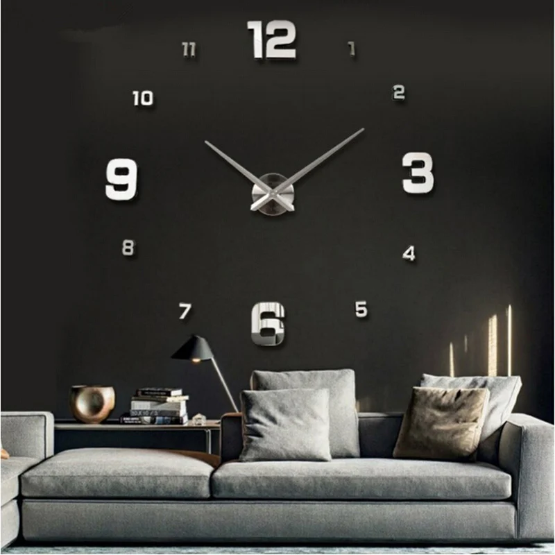 promotion 2016 new home decor large roman mirror fashion diy modern  Quartz clocks living room 3d wall clock watch free shipping