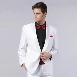2018 Белый Жених костюмы для мужчин Slim Fit Мужская рубашка в полоску блейзер набор смокинги для женихов 2 шт. (куртка + брюки девочек)