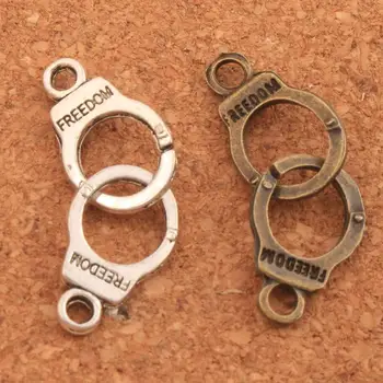 

Handcuffs Freedom Connector Spacer Charm Beads 200PCS zinc alloy Bronze Pendants Alloy Handmade Jewelry DIY L243 31.7x10.2mm