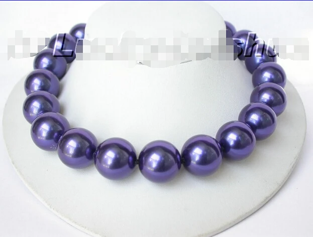 

hot& 18" 20mm round navy blue south sea shell pearl necklace @^Noble style Natural Fine jewe FREE SHIPPING -o1