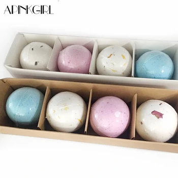 

APINKGIRL 4Pcs/lot Organic Bubble Bath Salt Bombs Skin Care Oil Sea Salt Handmade SPA Bath Bombs Gift Set Pack of 4 Body Cleaner