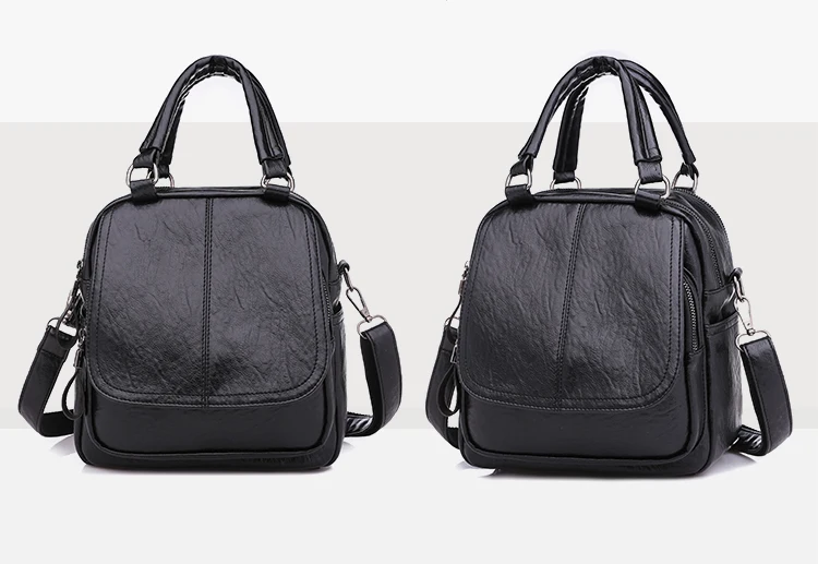Модный женский рюкзак, многофункциональный, высокое качество, кожаный женский рюкзак, высокое качество, студенческий рюкзак, повседневный рюкзак - Цвет: black