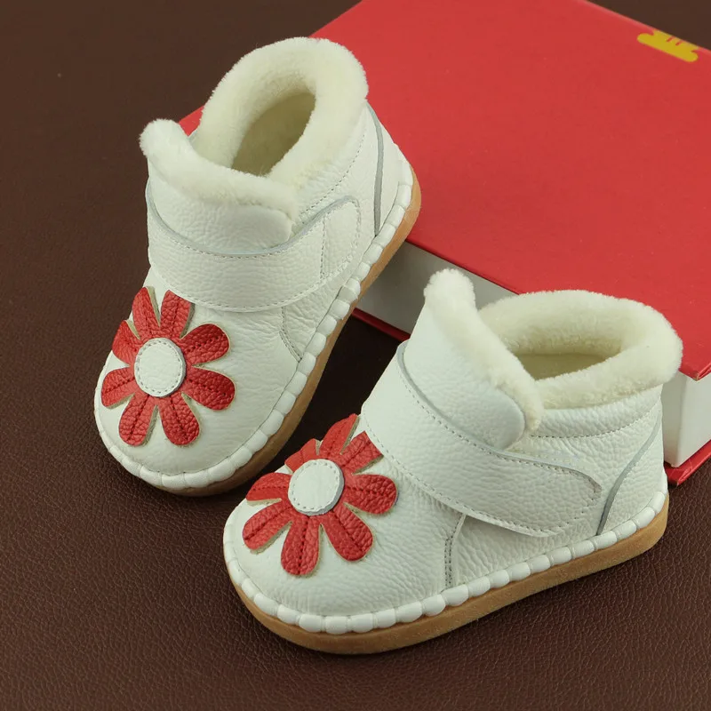 

2018 Newest Girls Cute Sunflower Baby Snow Boots Warm Flower Cute Boots Winter Genuine Leather Boots for Baby Girls