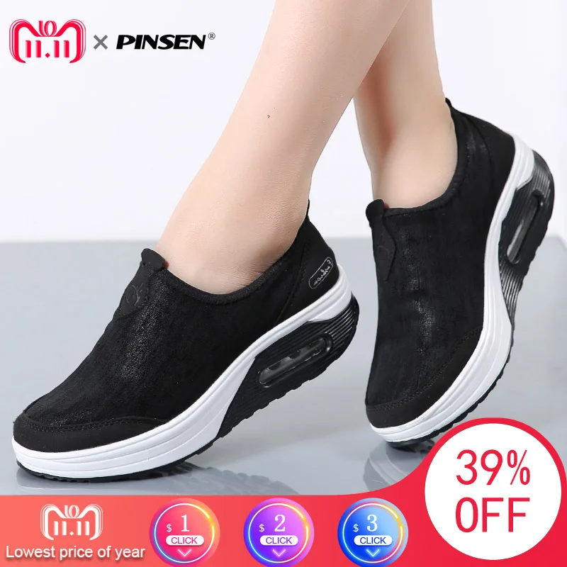 

PINSEN 2020 Women Flat Platform Shoes Woman Winter With Fur Slip on Comfortab Warm Loafers Moccasins Platform creepers shoes