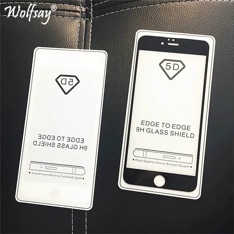 Закаленное стекло Wolfsay 5D с полным покрытием для iphone 6 6s защита экрана высоким