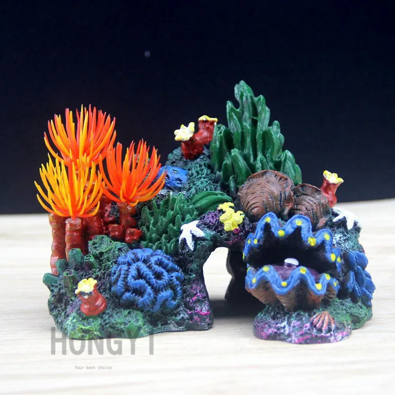 HONGYI 1 шт полимерная цветная искусственная морская Коралловая раковина для украшения аквариума