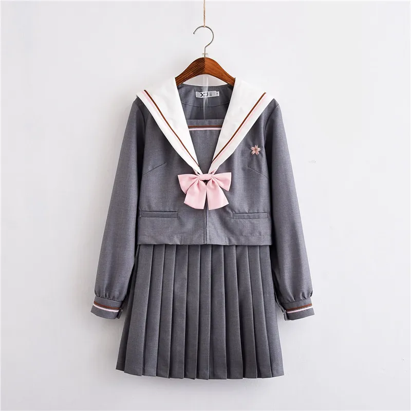 

Japanese Student College School Uniform Sweet Jk Sailor Suits Lolita Pleated Skirt Suits Spring Bowtie Shirts Mini Skirt Sets