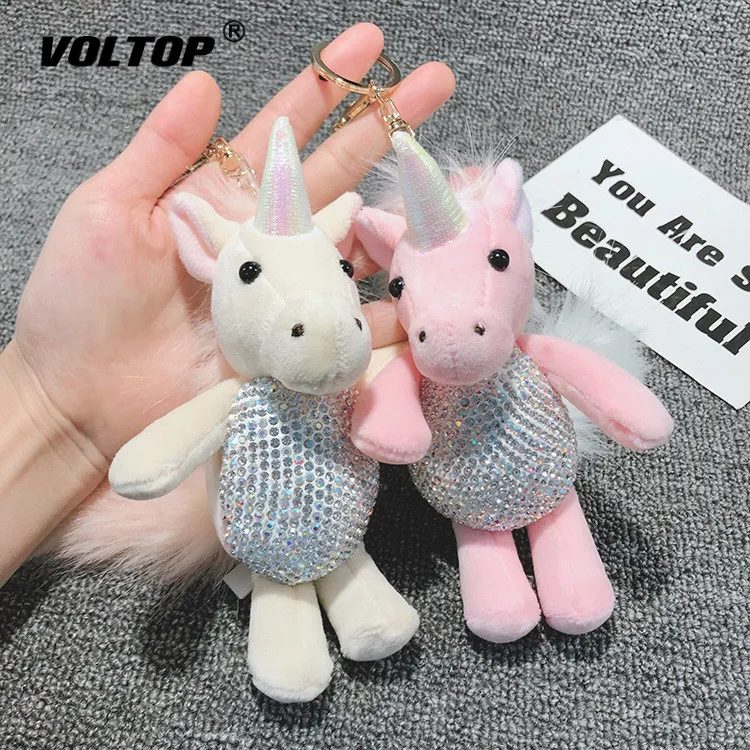 Unicorn Bag Pendant Keychain Doll Key Ring Decoration Accessories Car Pendant Key Chain Keyring Cute Diamond Plush Ornaments