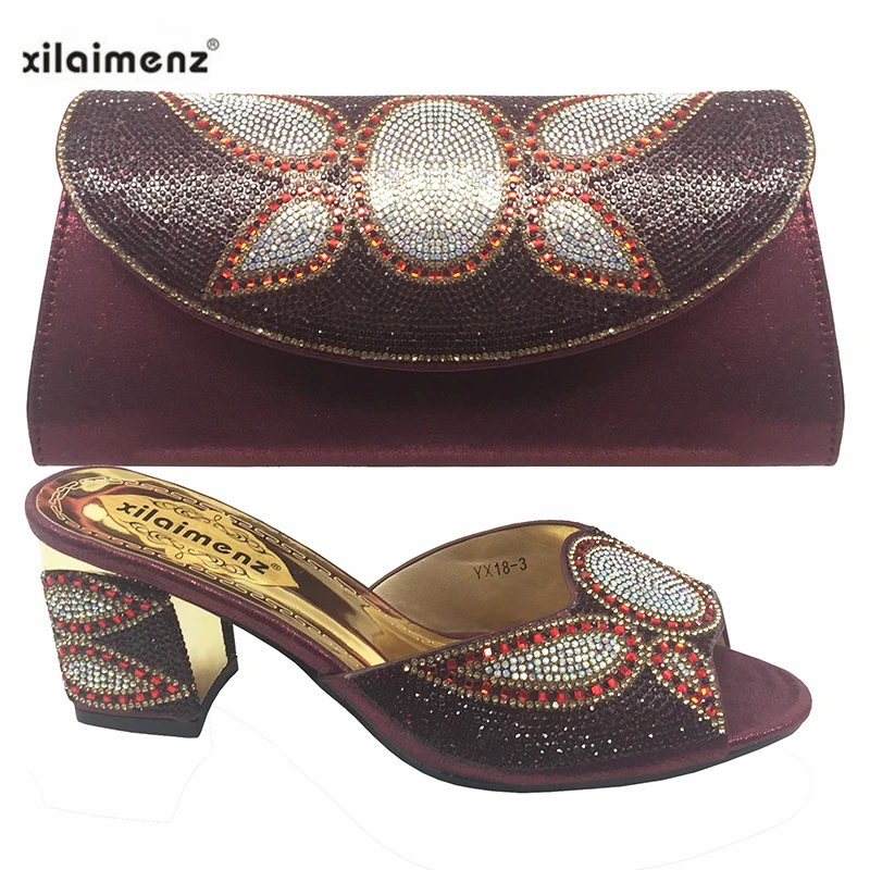 Zapatos Las Con Bolsos Nuevo De gold wine Juego Imitación Decorado A Mujeres Y Black blue silver Africano Bolso Estilo Verano 2019 Diamantes Nigerianas gXwZvqg