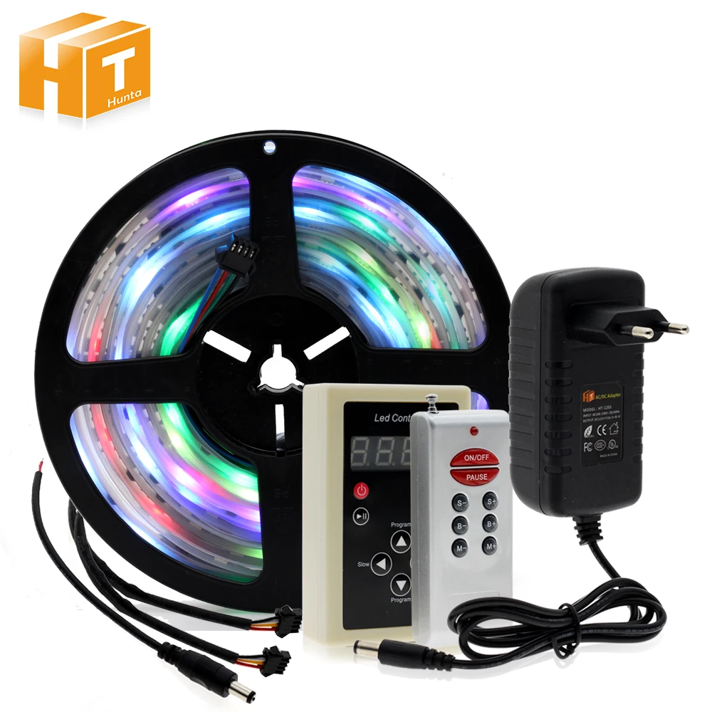 

6803 IC Dream Color RGB LED Strip 5050 30LED/m IP67 Waterproof 5M + 133 Program RF Magic Controller + 12V Power Adapter