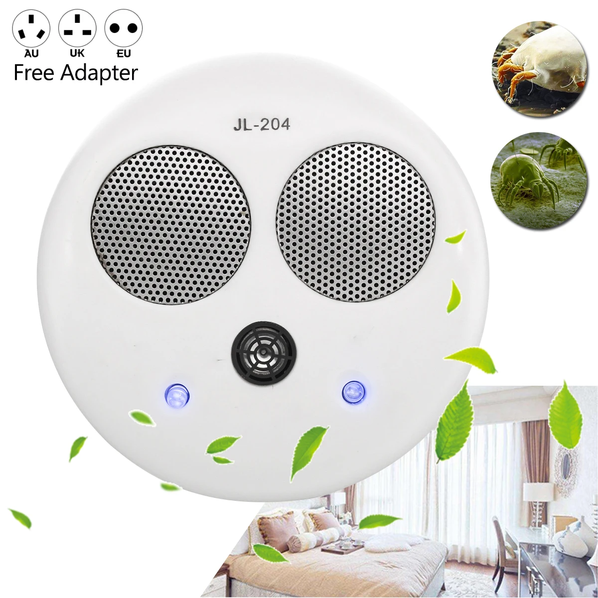 

Mini Electronic Ultrasonic Cleaner Dust Mite Controller Cleaner Killer Physical Anti 80 Bed Mites Killing Device Coverage Home