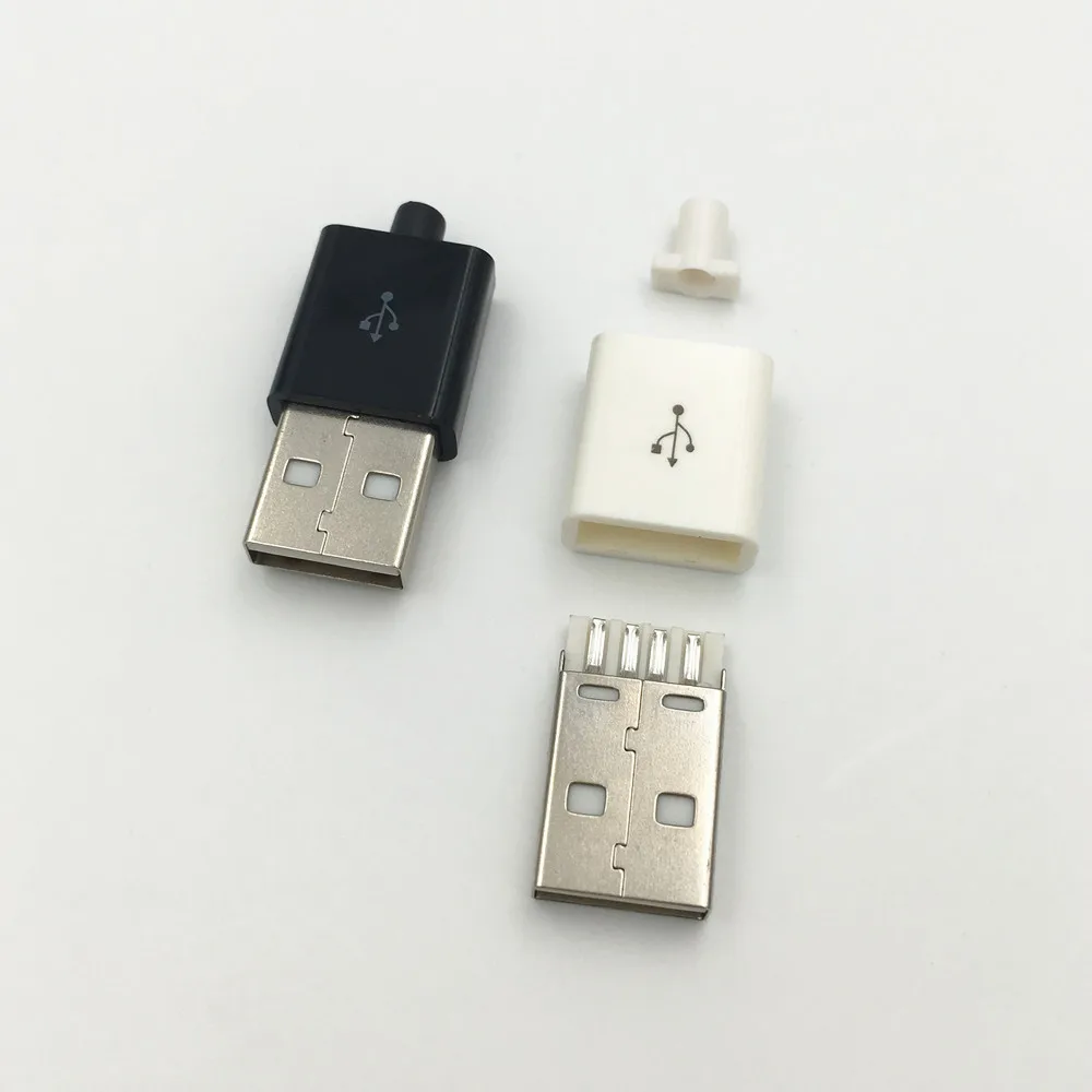 10 шт. DIY USB 2,0 Мужской 4Pin сборки адаптер Разъем гнездо никелированный