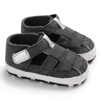 0-24montsh Baby Boys Canvas Shoes Moccasins Child Sandals Boys Summer Sandals Sneakers Infant Boys Solid Black Baby Sandals 6