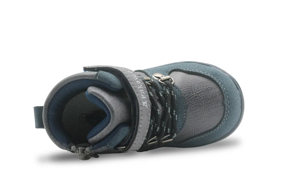 Apakowa/осенние ботинки для мальчиков новая модная детская обувь из искусственной кожи ботильоны martin на плоской подошве с заплатками на молнии, европейские размеры 21-26