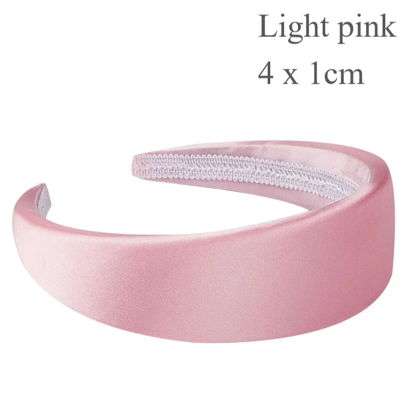 Fioday атласный светильник розовая губка повязка на голову для женщин 4 см широкий обруч эластичные пластиковые резинки для волос для девочек Прямая поставка - Цвет: light pink 212