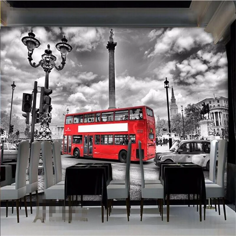 Beibehang papel де parede Континентальный красный Лондонский автобус Большой заказ обои столовая гостиная ТВ фотографии hd 3d обои фрески