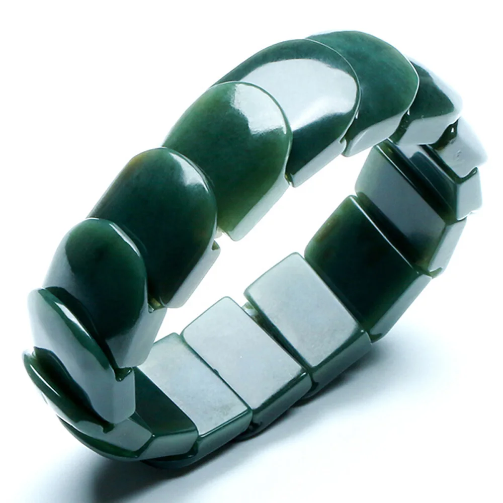

DropShipping Natural XinJiang HeTian Qing yu Bracelets Lucky Amulet Square Bracelet & bangles For Women Men Gift/