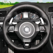 Ручной работы Черная Кожа Автомобилей Руль Обложка для Volkswagen Golf 6 VW Polo GTI MK6 GTI Scirocco R Passat CC R-Line 2010