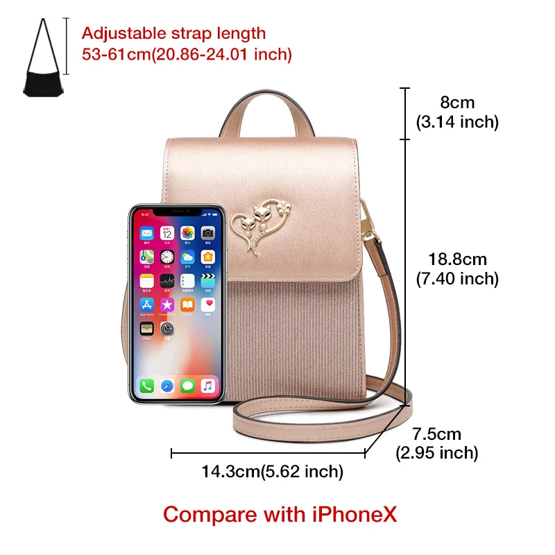FOXER Brand Lady Cellphone Bags Female Leather Shoulder Bag Girl's MINI Crossbody Bags Women Evening bag Valentine's Day present FOXER Brand Lady Cellphone Bags Female Leather Shoulder Bag Girl's MINI Crossbody Bags Women Evening bag Valentine's Day present