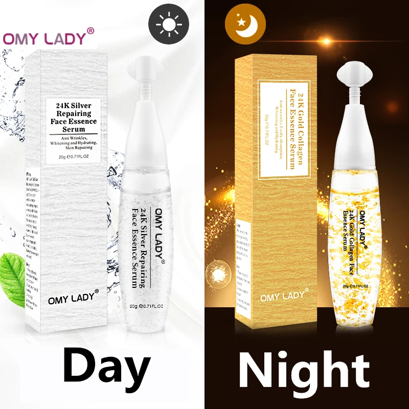 OMYLADY 24 К золото серебро фольга уход за кожей с сывороткой эссенция agless уход за лицом увлажнение питательная сыворотка лифтинг укрепляющая против морщин
