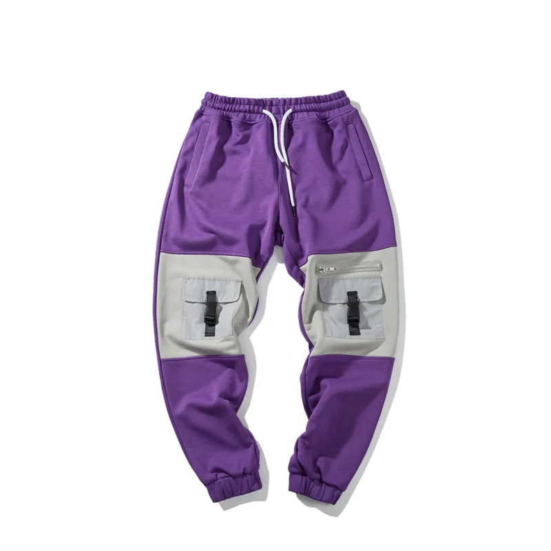 Una Reta хип-хоп фиолетовые брюки уличная одежда Спортивные штаны повседневные джоггеры с карманами эластичный пояс брюки карго мужские