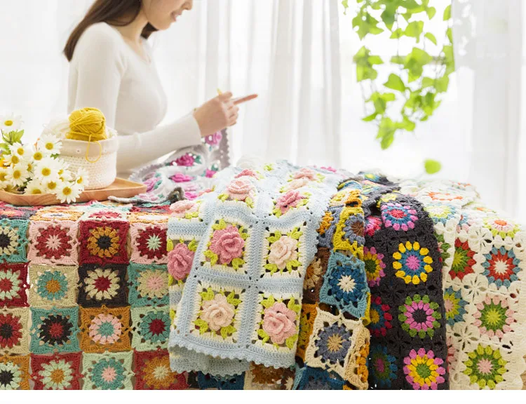 Ручная работа Вязание плетеное одеяло материал посылка учебник незавершенный продукт
