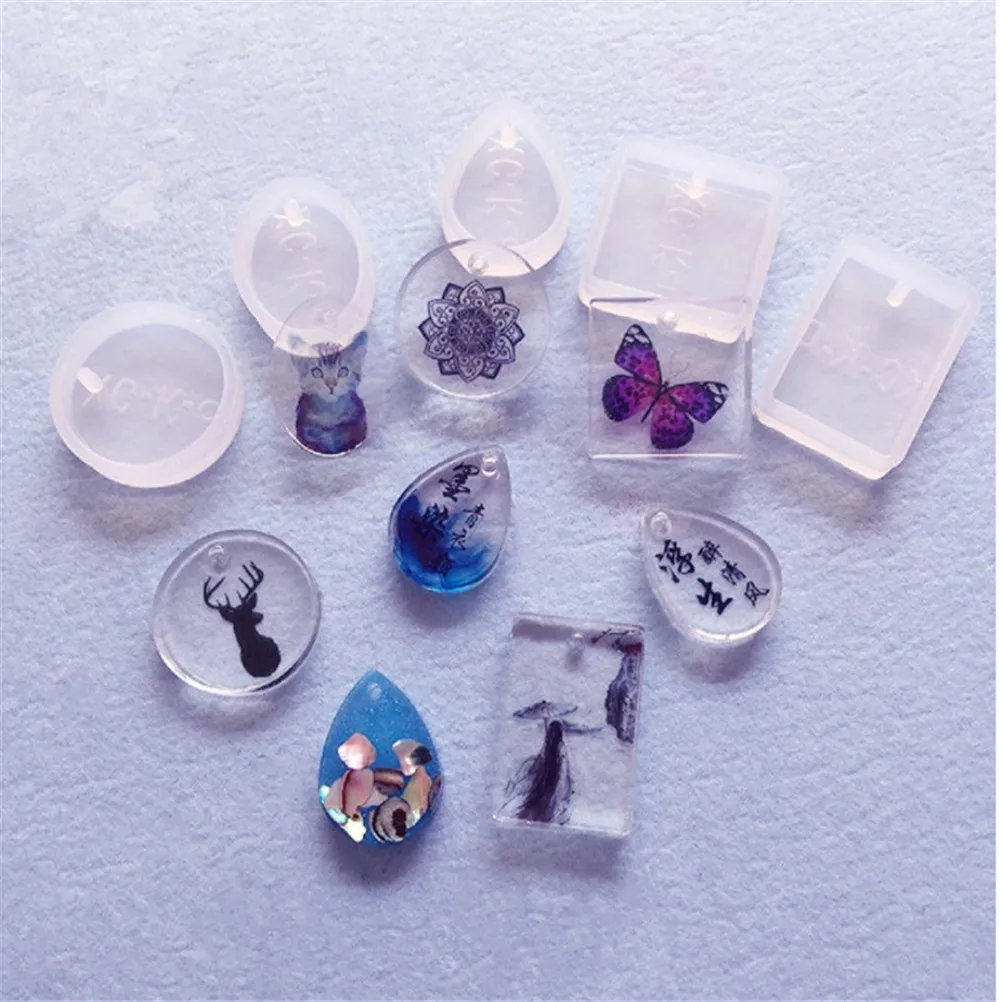 

5 Pcs/set Water Droplets Shape Epoxy Jewelry Mold Transparent Silicone Mould Pendant DIY Dried Flowers Specimen Tools Cake Molds