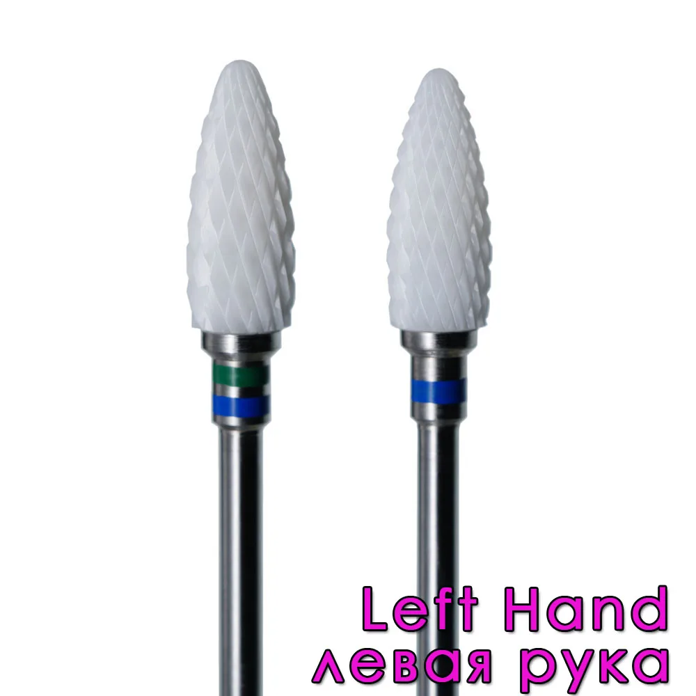 Hot Left hand use, left turn Bullet Ceramic Left hand Nail Drill Bit For electric manicure