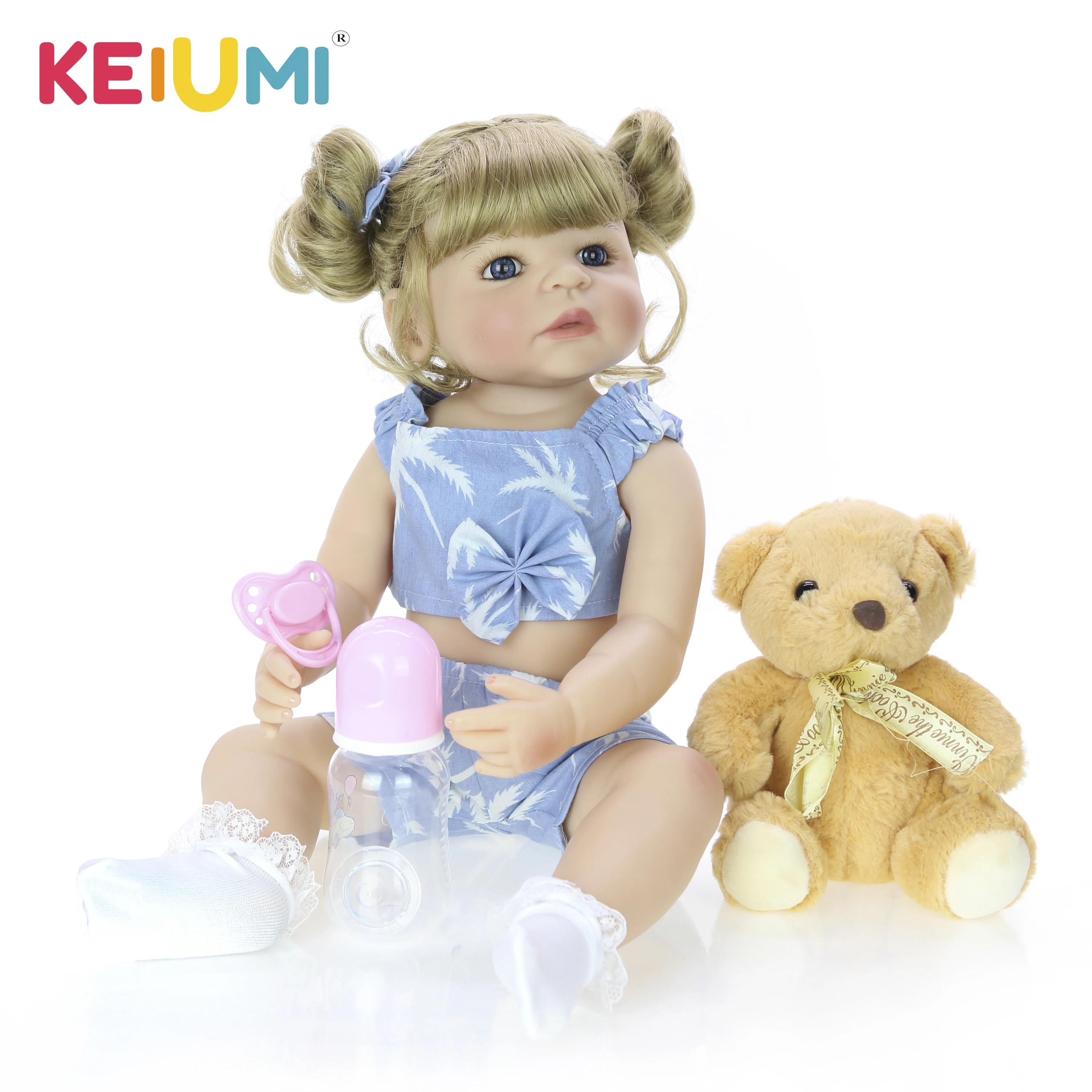 

KEIUMI 55 cm Full Silicone Body Reborn Baby Doll Toy For Girl Vinyl Newborn Princess Baby Bathe Accompanying Toy Birthday Gift